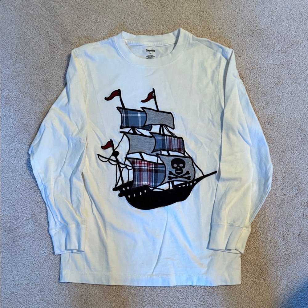 Gymboree Pirate Ship Long Sleeve Tee - White